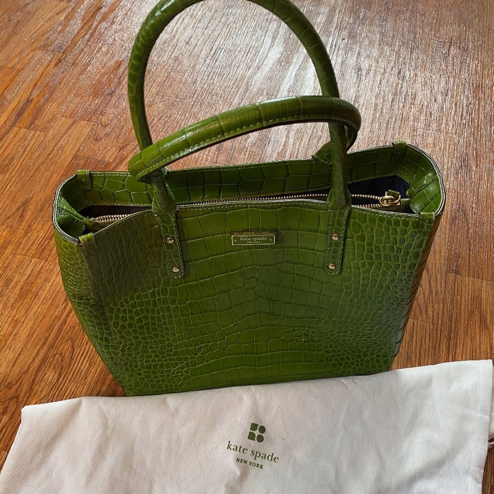 Kate Spade Kelly Green Croc Leather Tote Classic